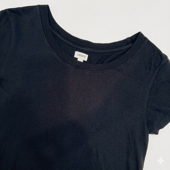 L’Agence Tops - L'Agence Cory Black Premium Cotton Scoop Neck Tee Shirt Large Made in USA Luxury